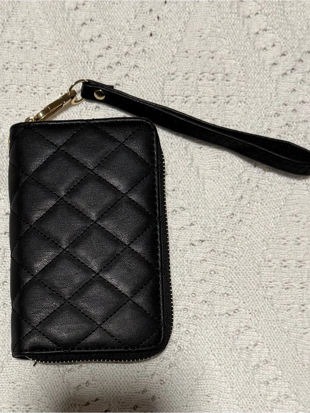 Black Quilted Wristlet Card & Key Holder